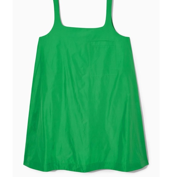 COS Green Contrast Panel Mini Dress Square Neck - Picture 4 of 5